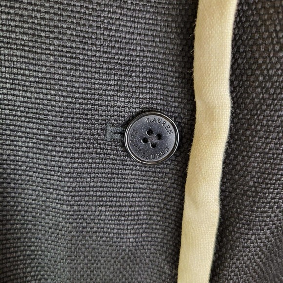 Lauren Ralph Lauren Womens Linen Pockets Blazer Size 14W Black Business Workwear - Picture 2 of 8